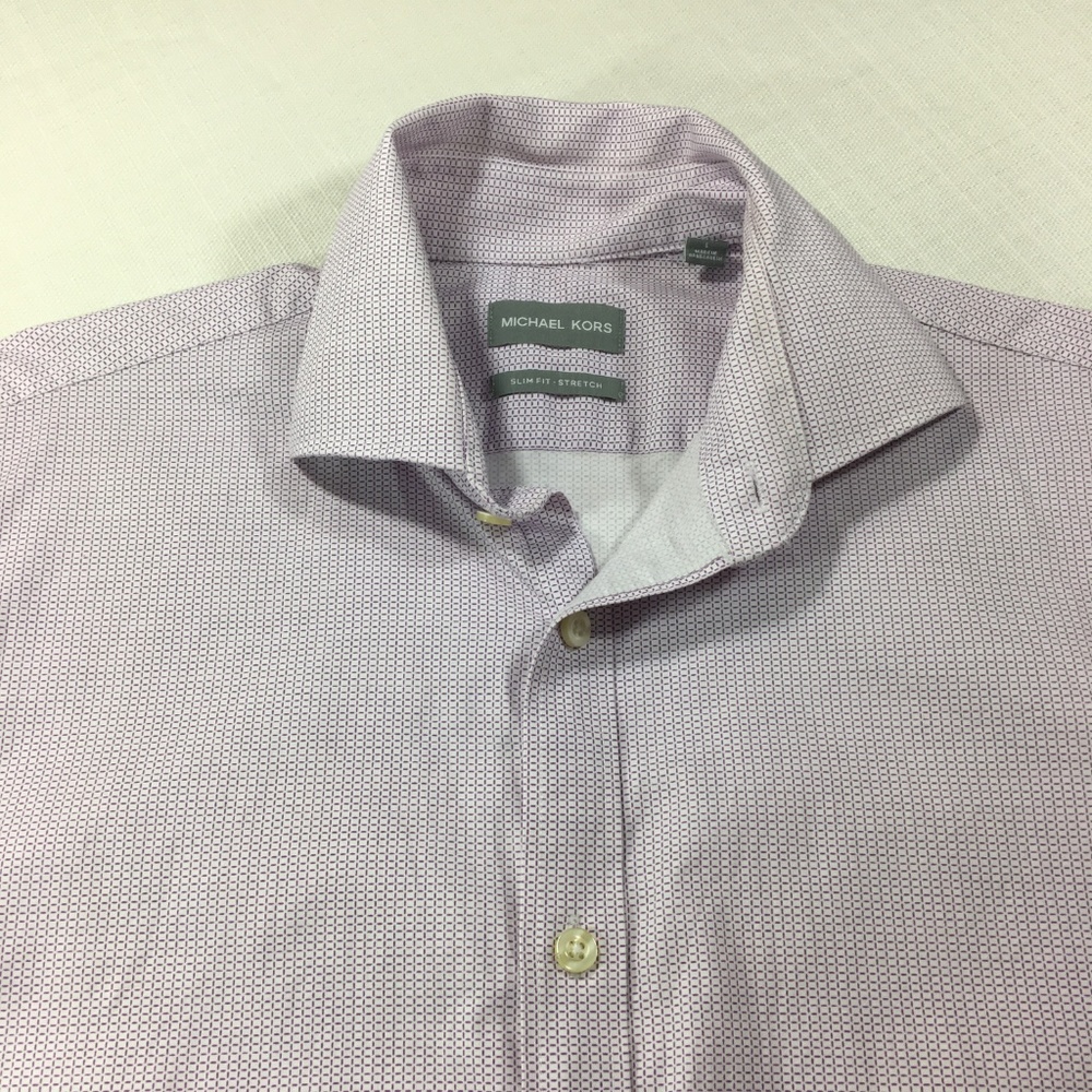 Michael Kors Men's Button Down Shirt White Purple